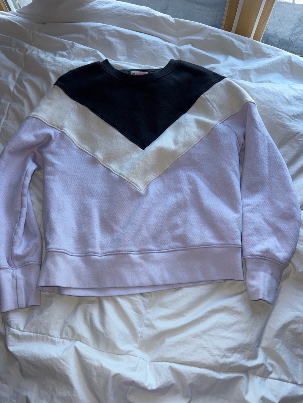 Sundry Lavender Pullover with Black and White Chevron